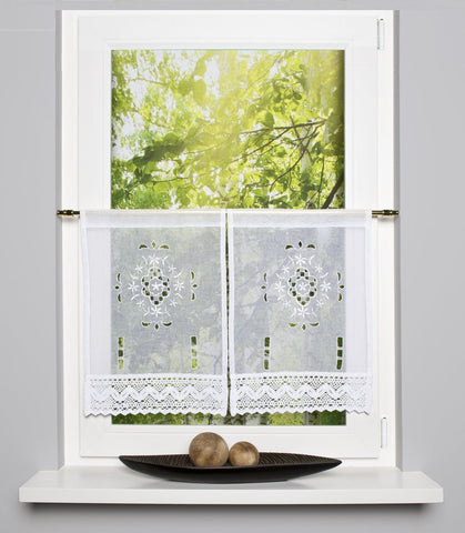 2-tlg. Fensterbild Leinenstruktur BxH 30x45cm Scheibengardine