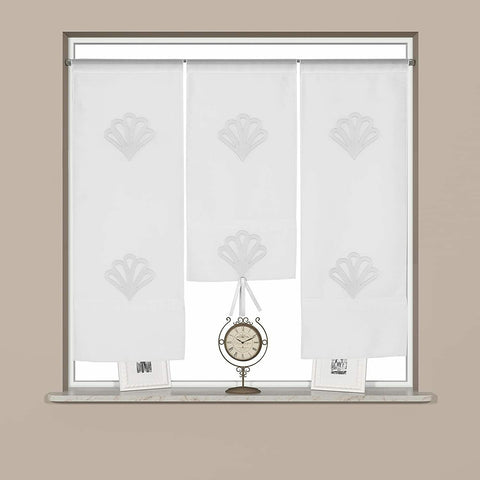 Design Mini Flächenvorhang Set hellgrau bestickt Scheibengardine 4031-02