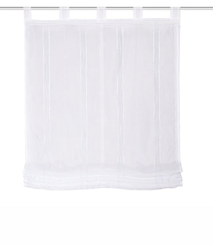 Raffrollo mit Schlaufen weiß 80/100/120/140x140cm Effektvoile Effektstreifen Raffrollo mit Schlaufen weiß 80/100/120/140x140cm Effektvoile Effektstreifen