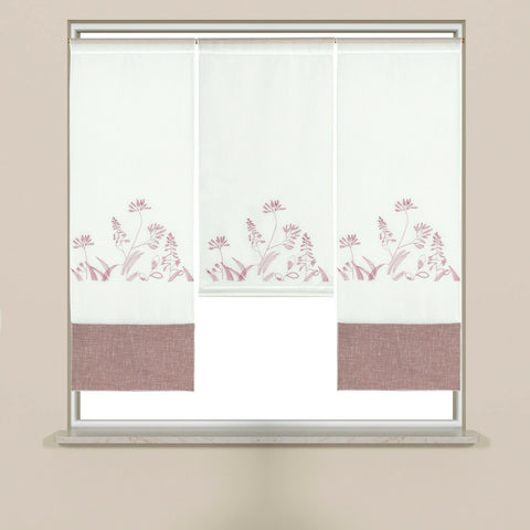Design Mini Flächenvorhang Set bestickt rose mit Blende Scheibengardine 4044