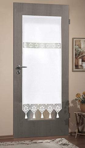 Fenster-Tür-Behang Siebleinen mit Häkeleinsatz Scheibengardine