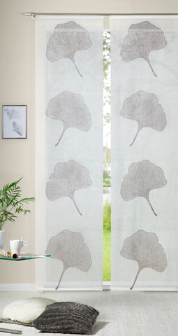 Schiebegardine Ginkgo Blätter weiß BxH 60x245cm halbtransparent