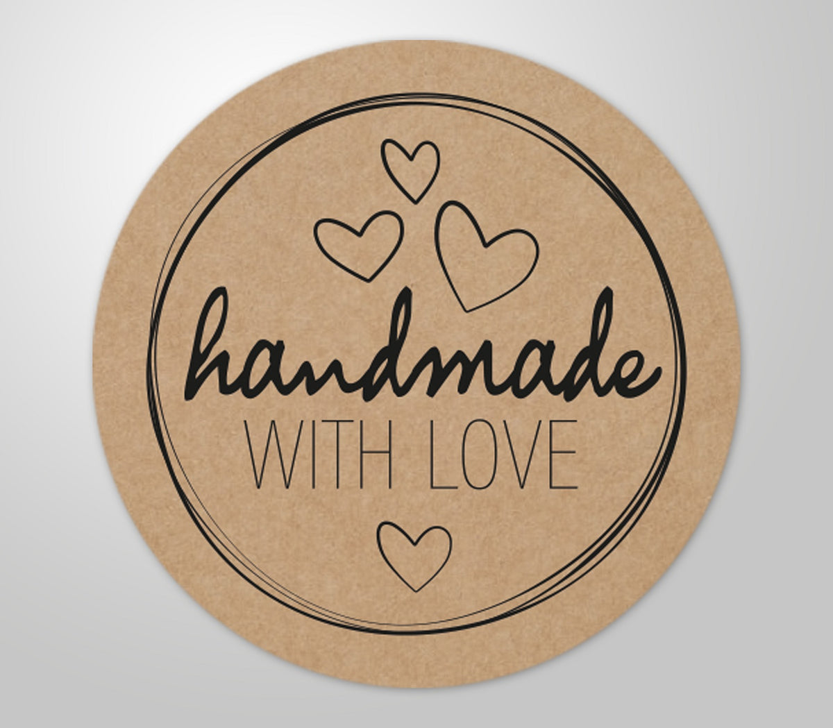 48 Stück hochwertige Etiketten Aufkleber "handmade WITH LOVE" rund mit hoher Klebekraft 4cm