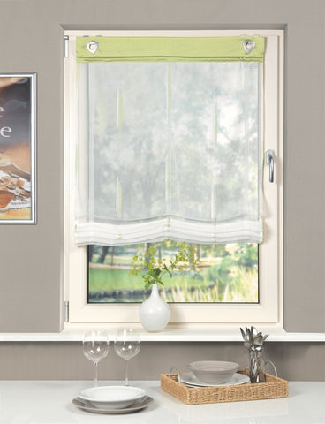 Ösen-Raffrollo Victoria apfelgrün inkl. Haken BxH 45/100x140cm Ösen-Raffrollo Victoria apfelgrün inkl. Haken BxH 45/100x140cm