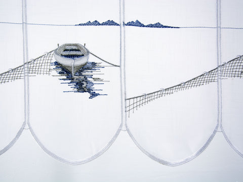 Scheibengardine Fischerboot nach Maß