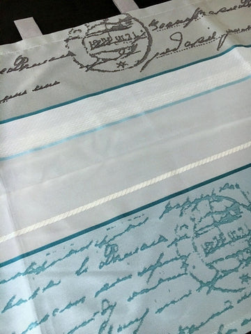 Design Schlaufen Scheibengardine weiß-petrol-grau 2288 Design Schlaufen Scheibengardine weiß-petrol-grau 2288