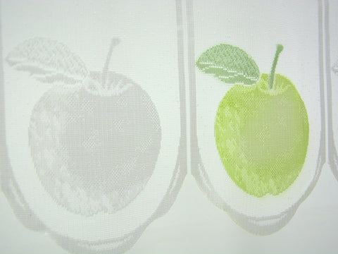 Scheibengardine Apfel grün weiß nach Maß Scheibengardine Apfel grün weiß nach Maß