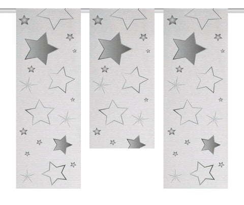 Mini Flächenvorhang Set Sterne grau 3-tlg. Scheibengardine