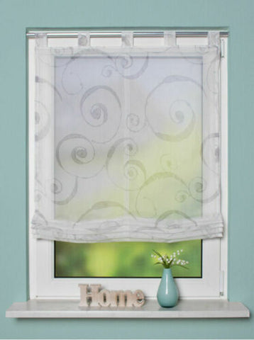 Raffrollo mit Schlaufen wollweiß BxH 80/100/120x140cm Raffrollo mit Schlaufen wollweiß BxH 80/100/120x140cm