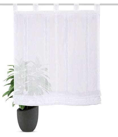 Raffrollo mit Schlaufen weiß 80/100/120/140x140cm Effektvoile Effektstreifen Raffrollo mit Schlaufen weiß 80/100/120/140x140cm Effektvoile Effektstreifen