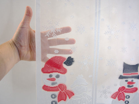 nach Maß Scheibengardine Winter Schneemann Weihnachten Schneeflocke Höhe 60cm
