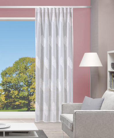 Fertigschal "Alavaro" Leinenoptik bestickt wollweiss BxH 140x245cm