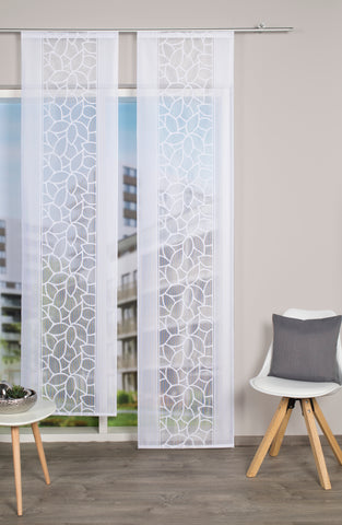 Schiebevorhang Jacquard Blätter weiß BxH 57x225/245cm