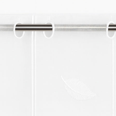 nach Maß Scheibengardine Blätter grau beige Höhe 45/60cm