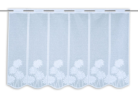 Nach Maß Scheibengardine Jacquard Bistrogardine Margerite weiß Höhe 45/60cm