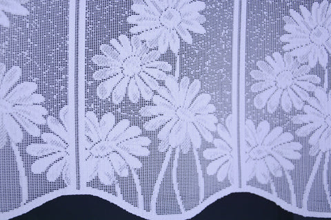 Nach Maß Scheibengardine Jacquard Bistrogardine Margerite weiß Höhe 45/60cm