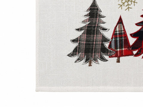 Scheibengardine Ösen bestickt Weihnachtsbaum kariert HxB 50x140cm