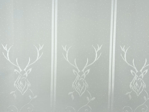 Scheibengardine Jacquard Hirsch weiß Höhe 60cm versch. Breiten