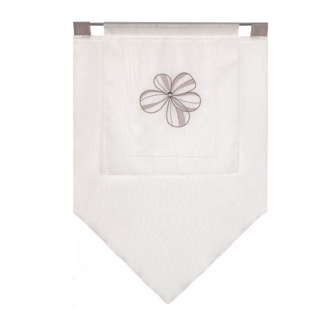 Design Kuvert Blume bestickt taupe Lagenoptik BxH 60x90cm Scheibengardine 2230