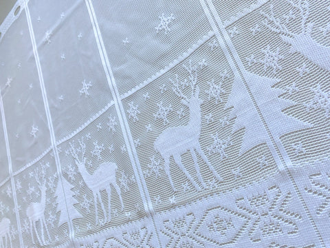 Scheibengardine Hirsch Schneeflocke HxB 50x140cm Weihnachten weiß Advent Schnee