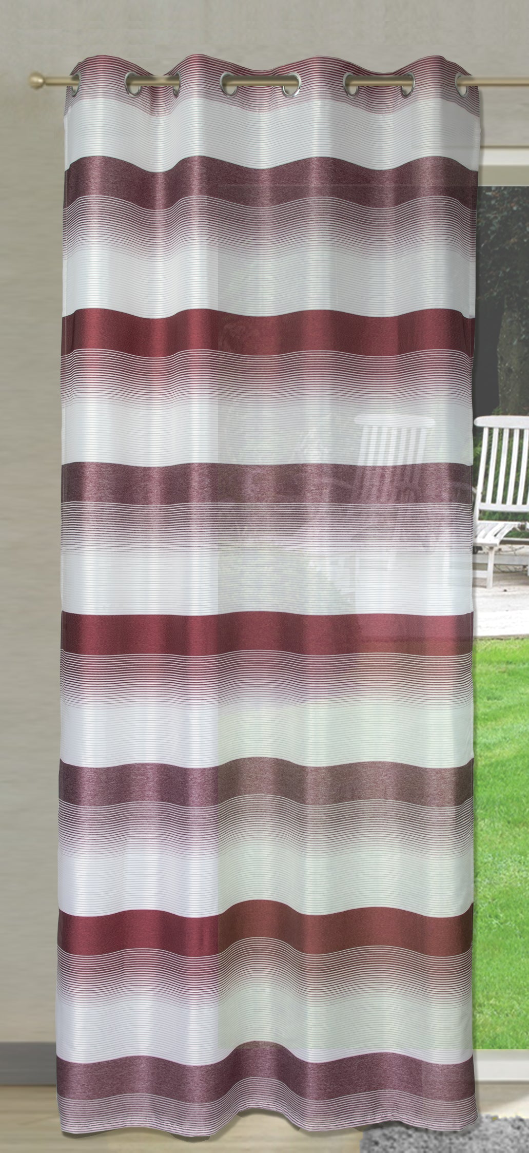 Ösenschal Deko Querstreifen rot bordeaux 140x245cm 2421