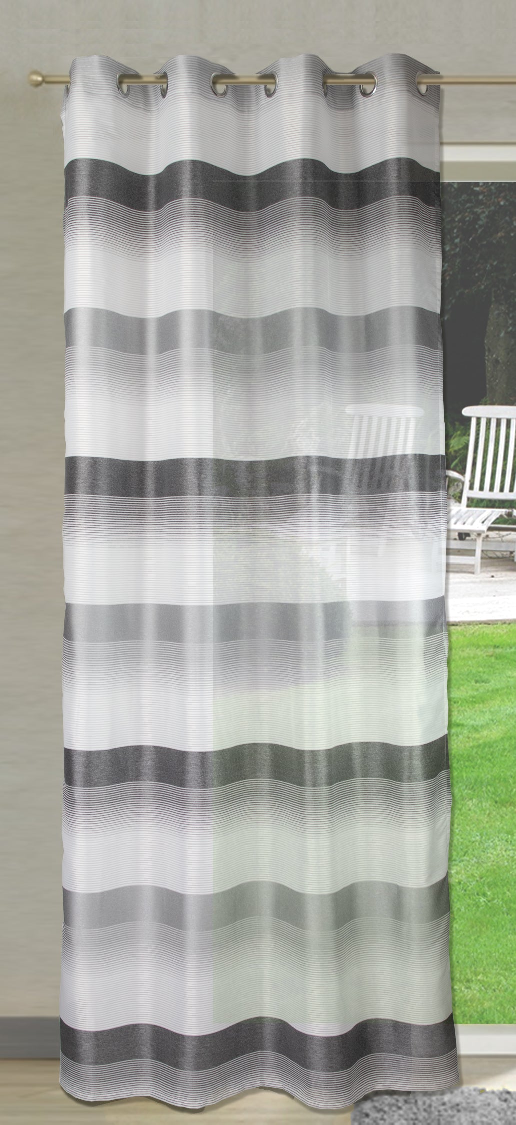 Ösenschal Deko Querstreifen anthrazit grau 140x245cm 2421