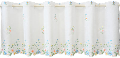 Scheibengardine bestickt mit Blumen HxB 48x140cm 2483
