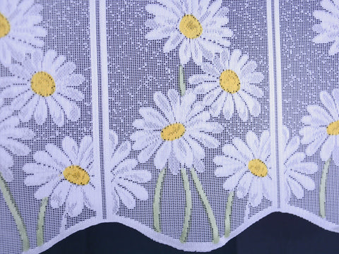 Nach Maß Scheibengardine Jacquard Bistrogardine Margerite gelb weiß Höhe 45/60cm
