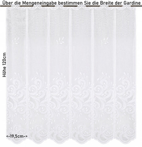 nach Maß Scheibengardine Jacquard weiß Ornament Höhe 80/100/120cm 7046
