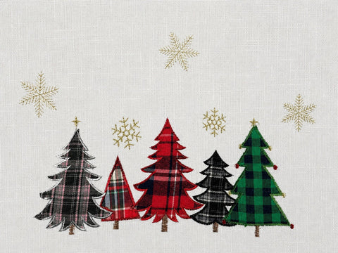 Scheibengardine Ösen bestickt Weihnachtsbaum kariert HxB 50x140cm