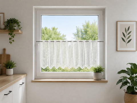 Scheibengardine  Jacquard weiß Kleinfenster HxB 45x150cm