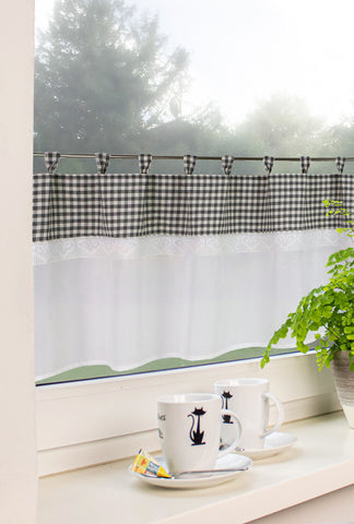 Design Scheibengardine anthrazit grau 45x135cm