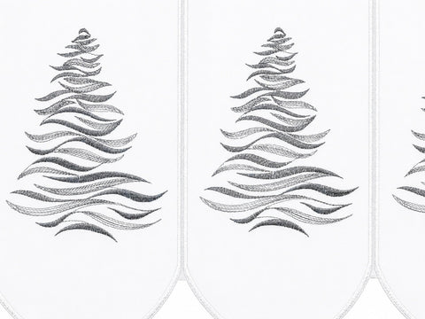 nach Maß Scheibengardine Weihnachtsbaum silber / grau Höhe 50cm