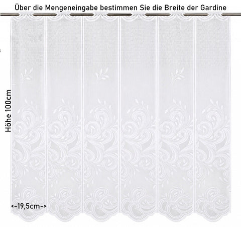 nach Maß Scheibengardine Jacquard weiß Ornament Höhe 80/100/120cm 7046