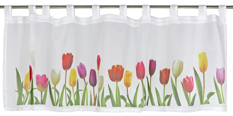Scheibengardine Schlaufen Panneaux HxB 50x140cm Tulpen 4071