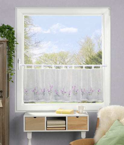 Scheibengardine Lavendel bestickt HxB 45x120cm