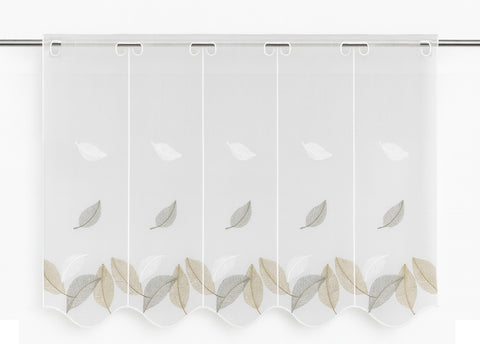 nach Maß Scheibengardine Blätter grau beige Höhe 45/60cm