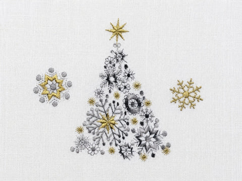 Scheibengardine Schlaufen bestickt Weihnachtsbaum Sterne HxB 47x140cm