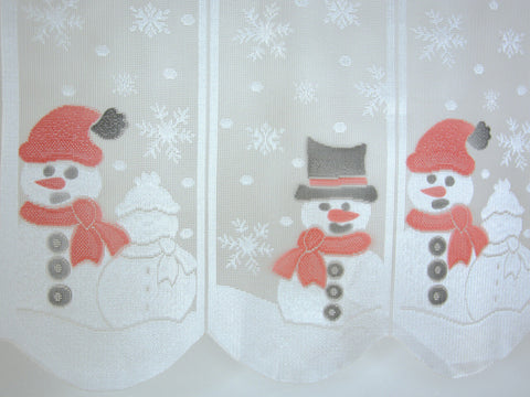 nach Maß Scheibengardine Winter Schneemann Weihnachten Schneeflocke Höhe 60cm