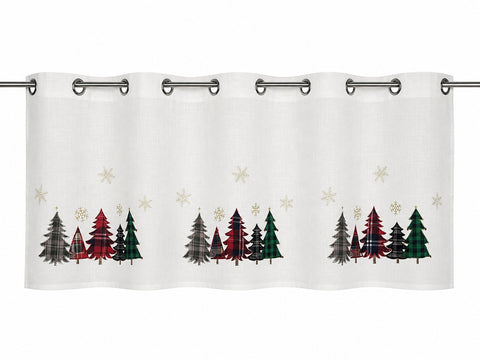 Scheibengardine Ösen bestickt Weihnachtsbaum kariert HxB 50x140cm
