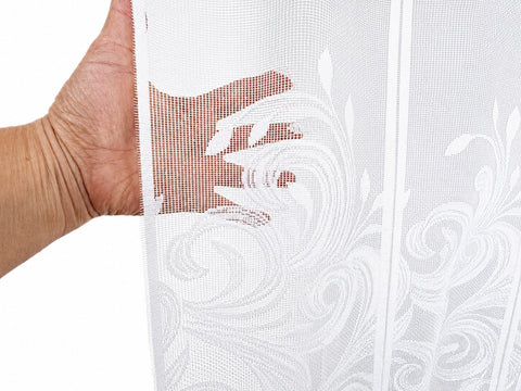 nach Maß Scheibengardine Jacquard weiß Ornament Höhe 80/100/120cm 7046