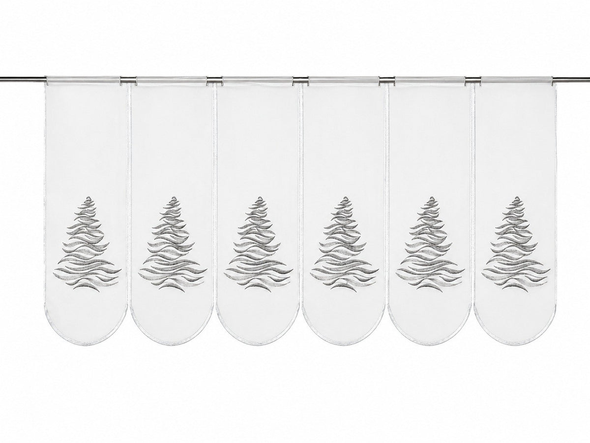 nach Maß Scheibengardine Weihnachtsbaum silber / grau Höhe 50cm