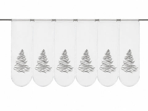 nach Maß Scheibengardine Weihnachtsbaum silber / grau Höhe 50cm