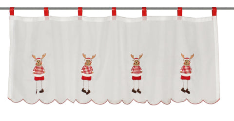 Cafehaus mit Schlaufen Elch Scheibengardine Weihnachten Rentier BxH 120x45cm