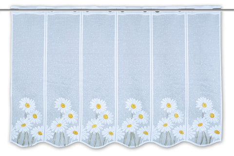 Nach Maß Scheibengardine Jacquard Bistrogardine Margerite gelb weiß Höhe 45/60cm