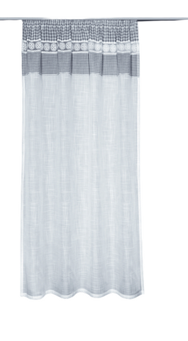 Fertigschal Gardine Walli Landhaus kariert weiß-grau BxH 135x175cm