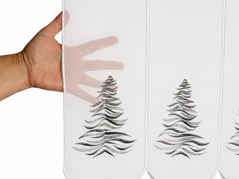 nach Maß Scheibengardine Weihnachtsbaum silber / grau Höhe 50cm