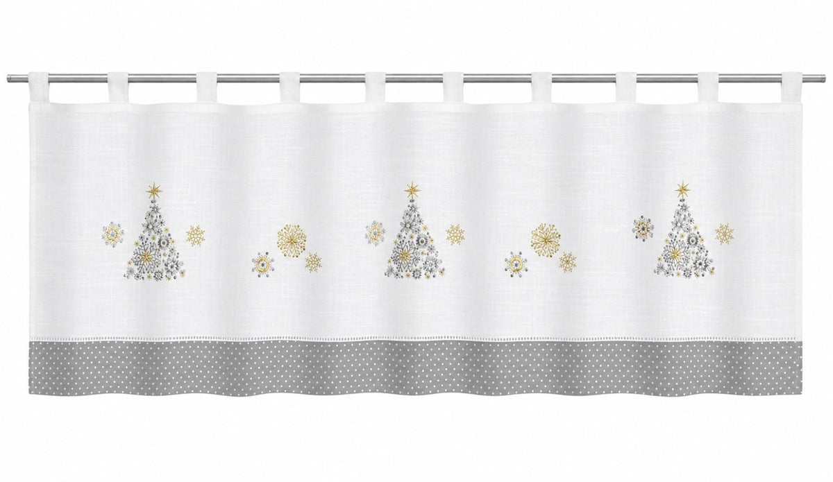 Scheibengardine Schlaufen bestickt Weihnachtsbaum Sterne HxB 47x140cm