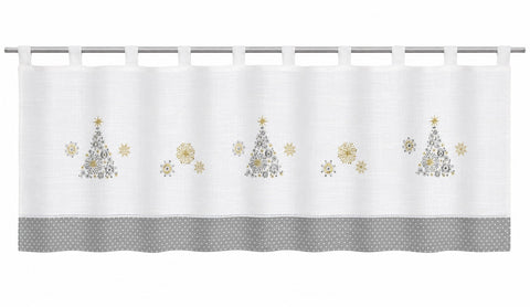 Scheibengardine Schlaufen bestickt Weihnachtsbaum Sterne HxB 47x140cm