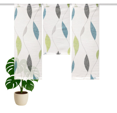 Mini Flächenvorhang Set abstrakt grün blau 3-tlg.